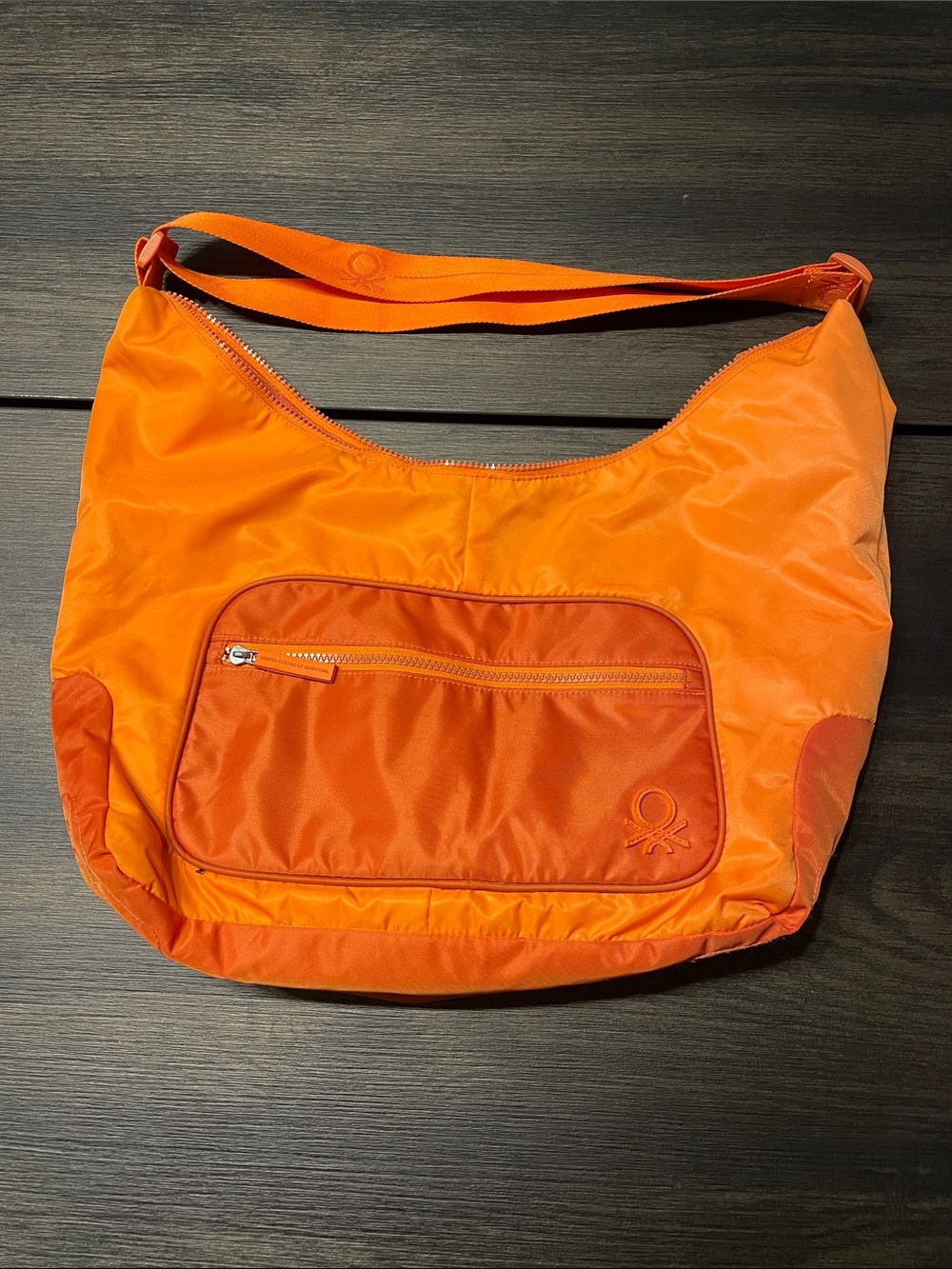 United Colors Of Benetton Orange Nylon Hobo Satchel